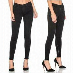 Frame  Le Skinny De Jeanne Black Denim Factory Distressed Jeans Size 25